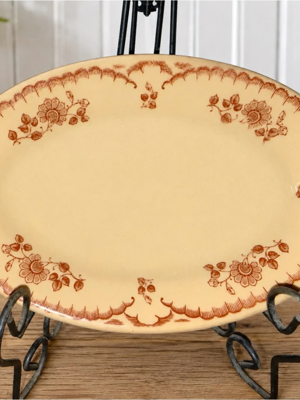 Vintage Royal China Liberty Belle Stoneware Oval Platter Brown Floral USA
